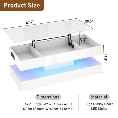 Shimmering Lift-Top Coffee Table